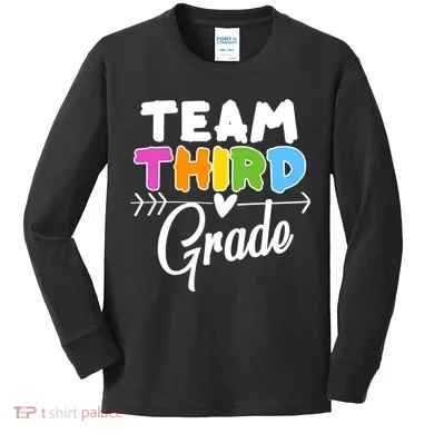 Team Third Grade Arrow Heart Kids Long Sleeve Shirt