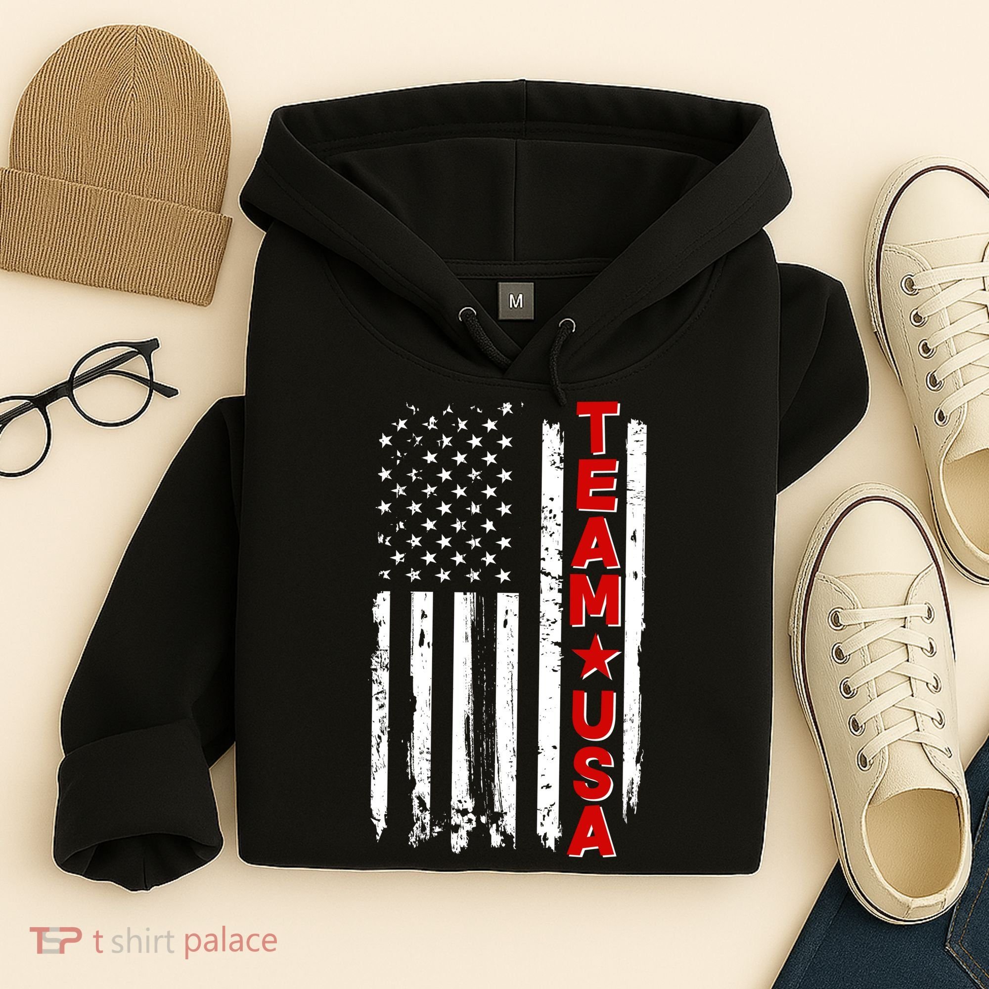 Team USA Distressed American Flag Hoodie