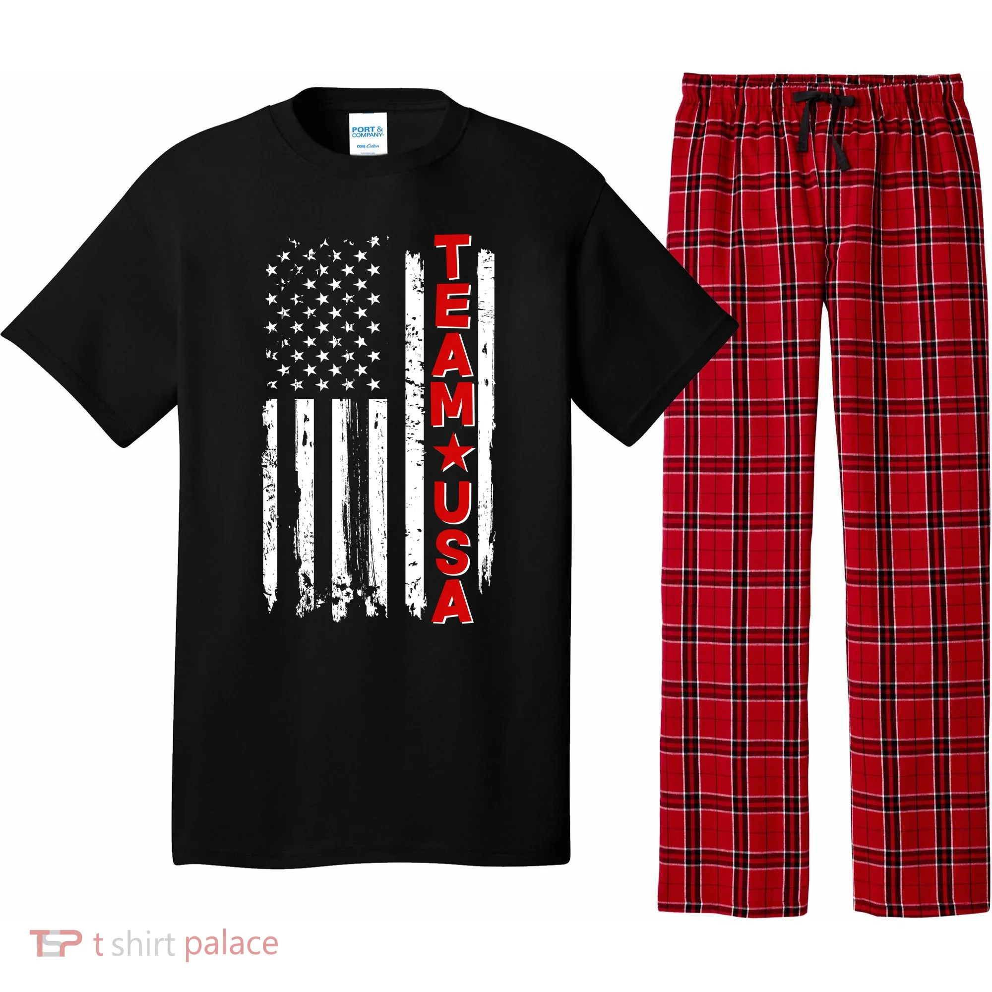 Team USA Distressed American Flag Pajama Set