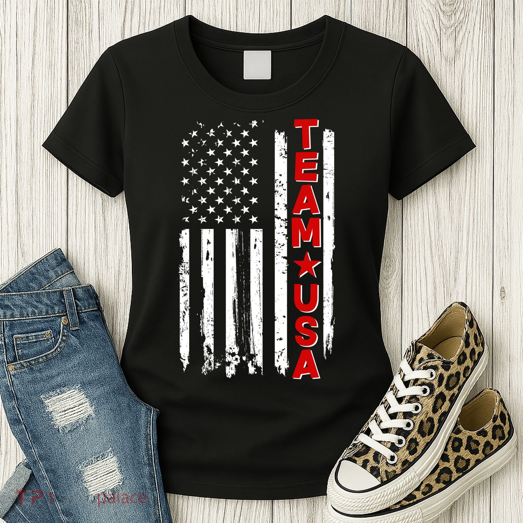 Team USA Distressed American Flag Women's T-Shirt