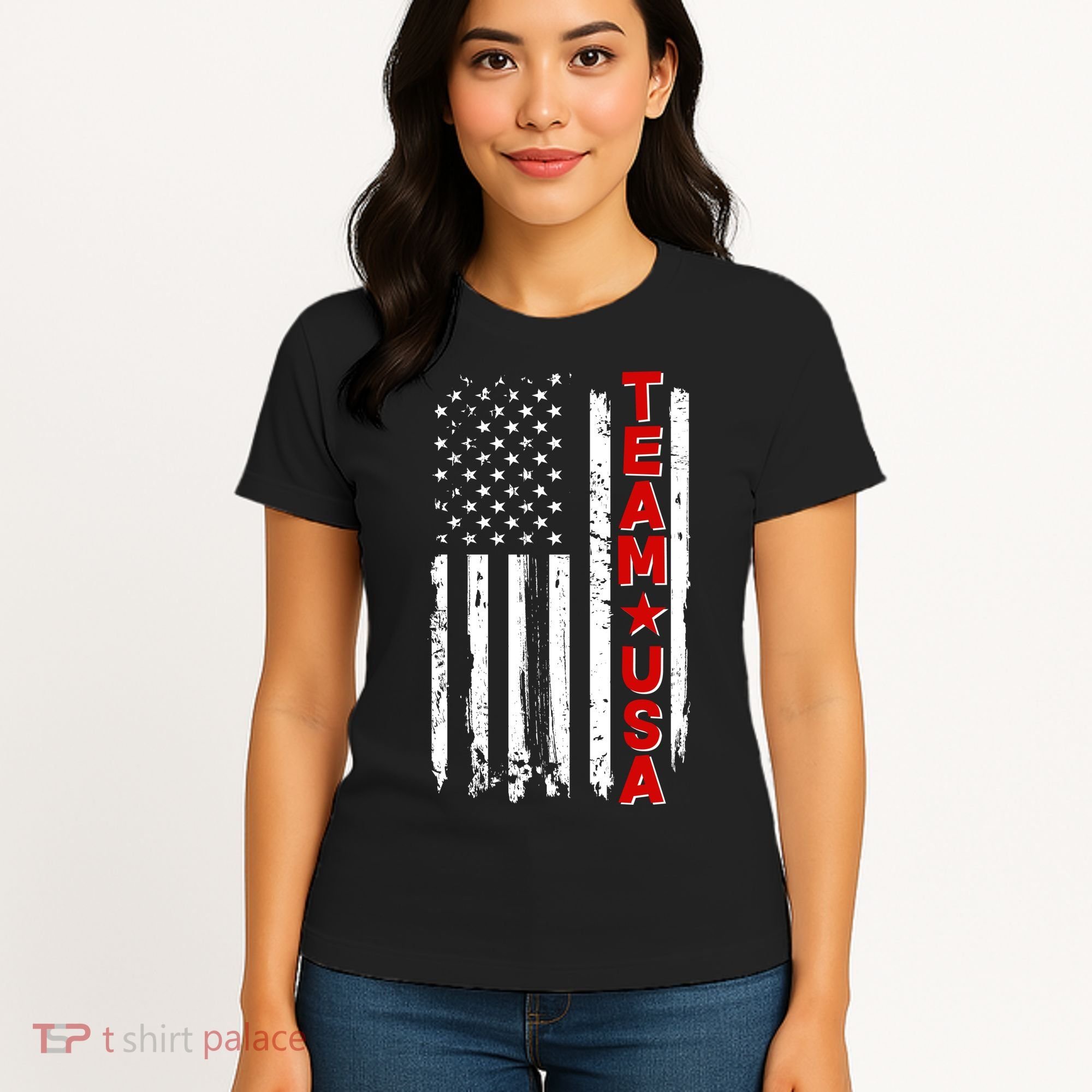 Team USA Distressed American Flag Women's T-Shirt