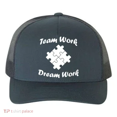 Team Work Dream Work Yupoong Adult 5-Panel Trucker Hat