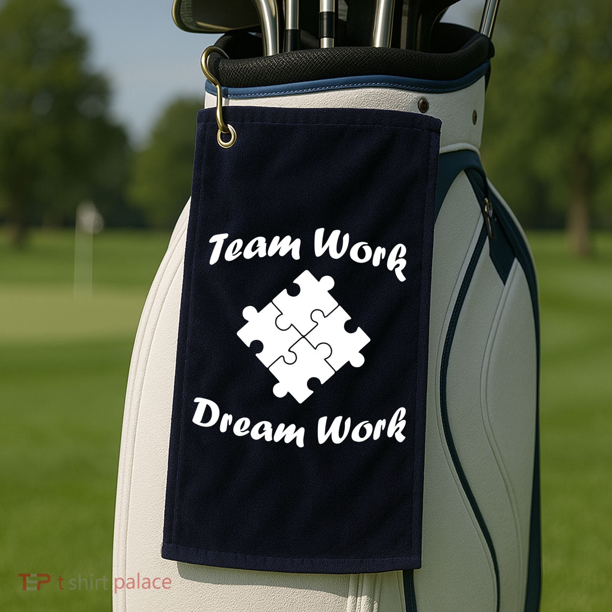 Team Work Dream Work Golf Towel