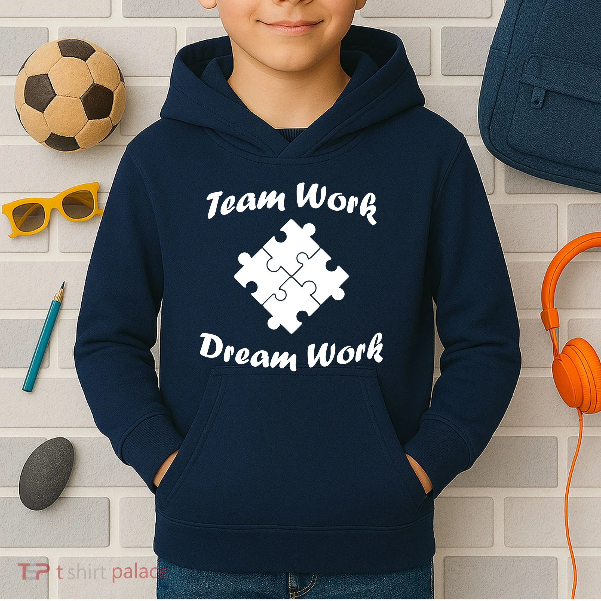 Team Work Dream Work Kids Hoodie