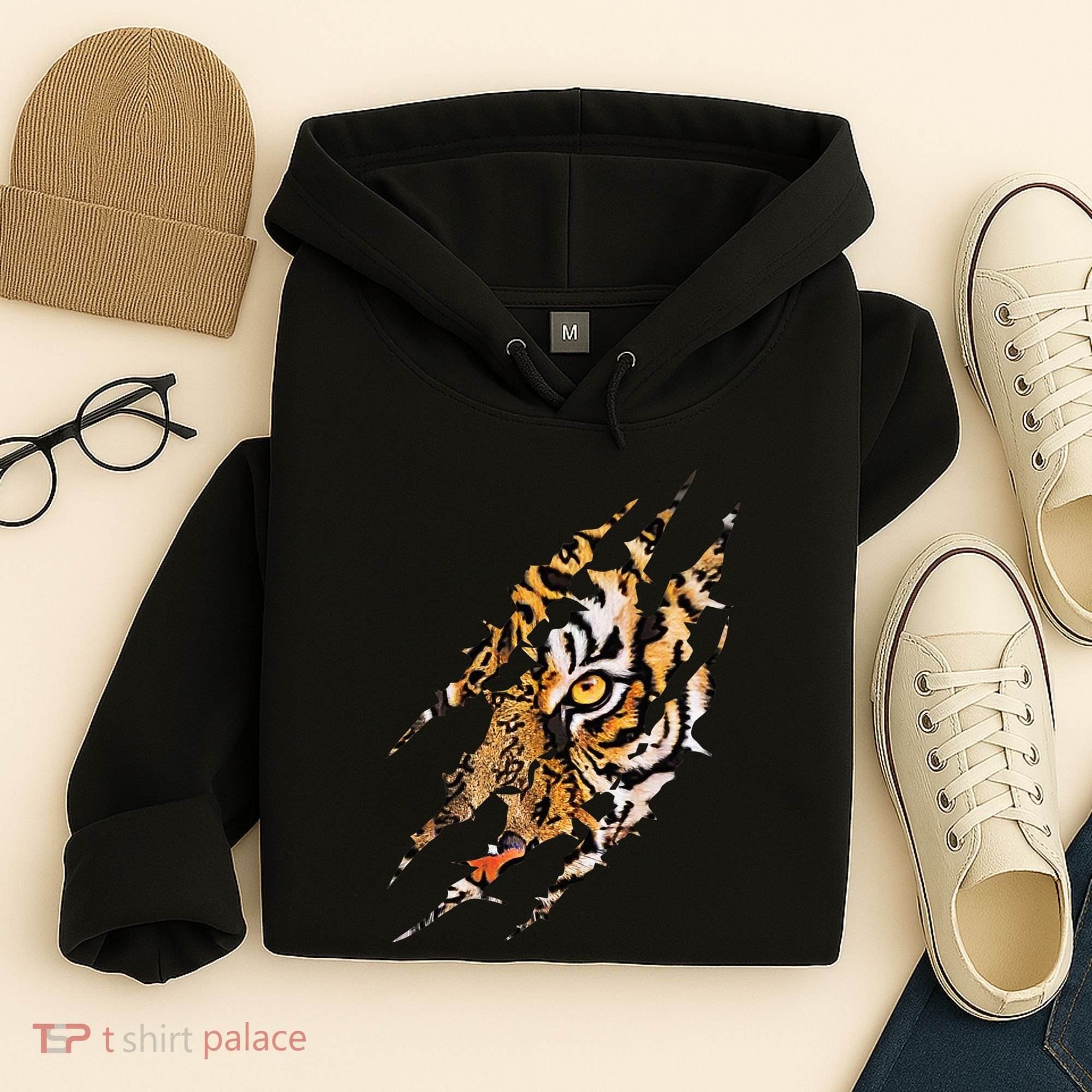 Tiger Eye Claw Marks Wild Bengal Safari Lover Zookeeper Hoodie