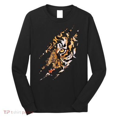 Tiger Eye Claw Marks Wild Bengal Safari Lover Zookeeper Long Sleeve Shirt