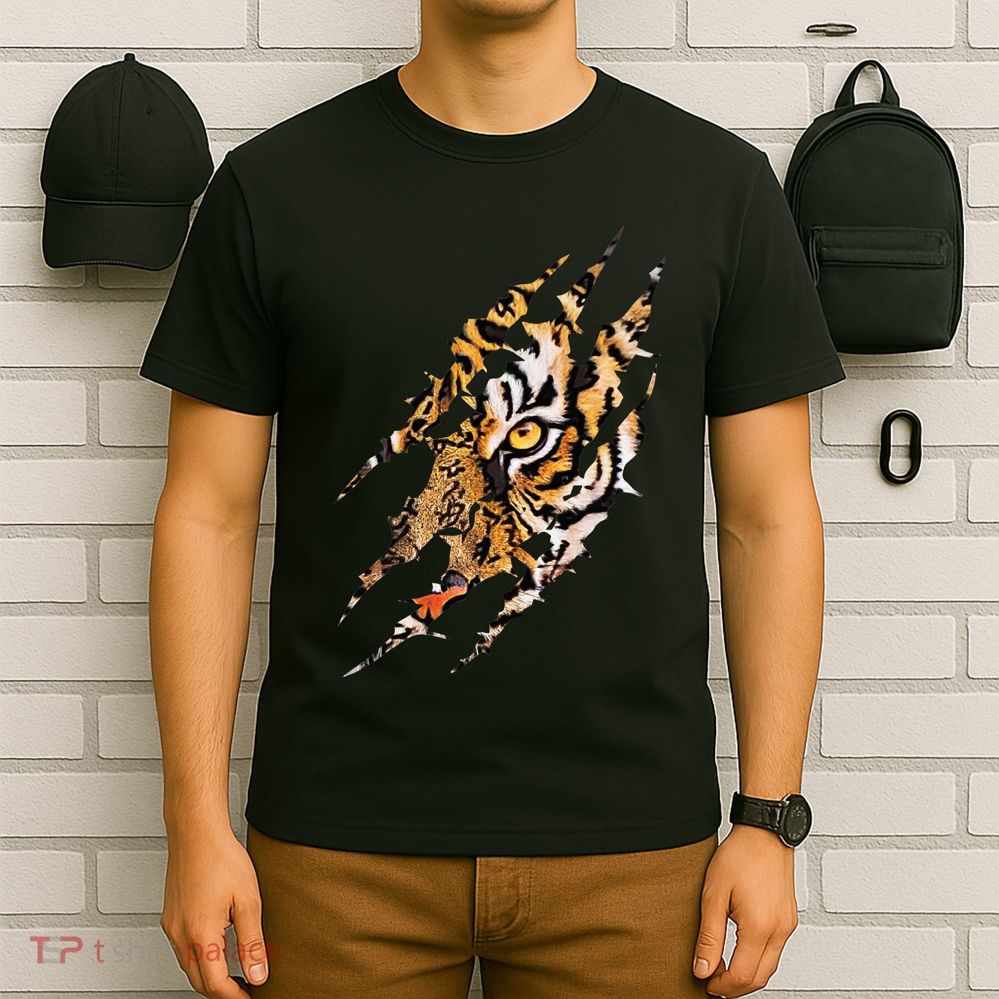 Tiger Eye Claw Marks Wild Bengal Safari Lover Zookeeper T-Shirt
