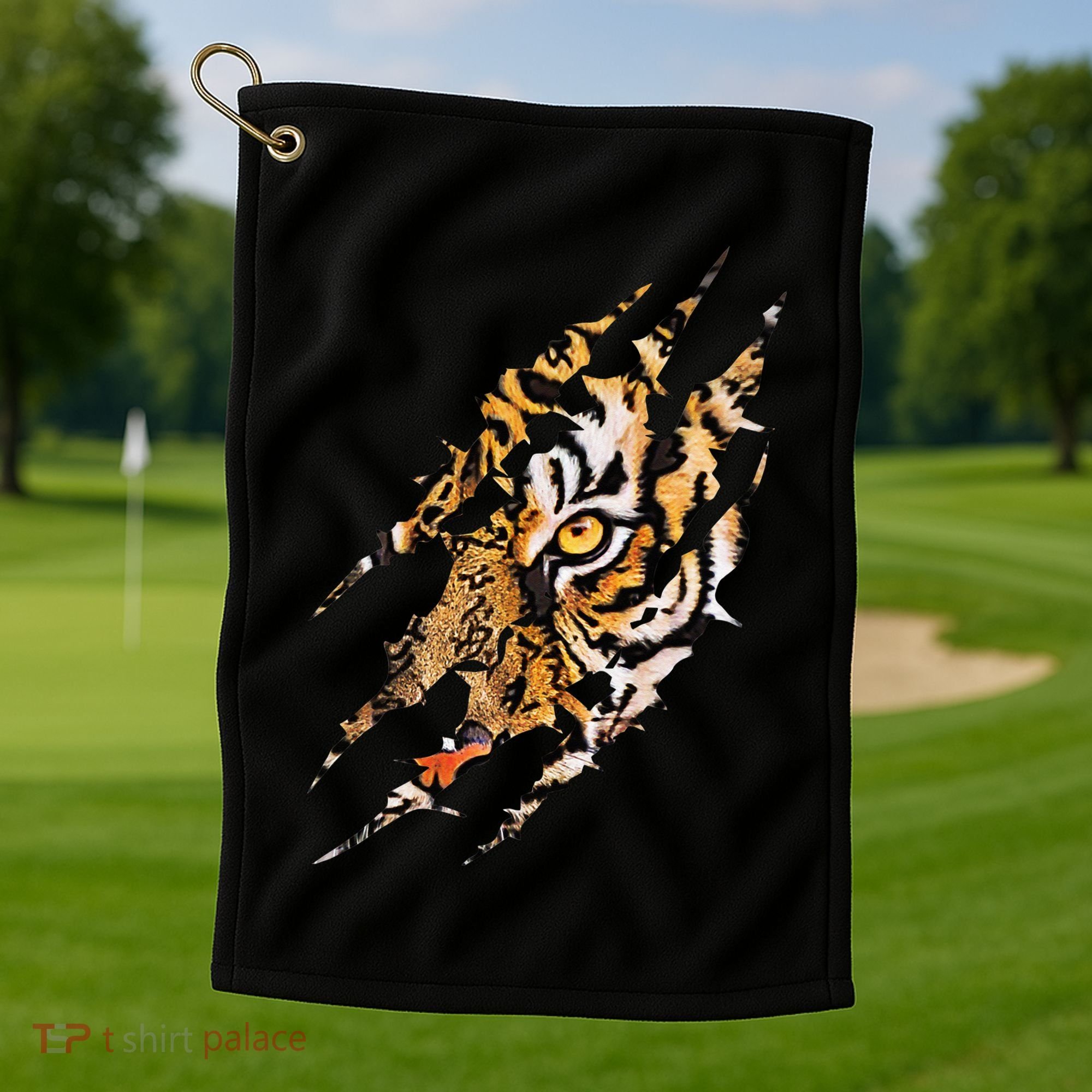 Tiger Eye Claw Marks Wild Bengal Safari Lover Zookeeper Golf Towel