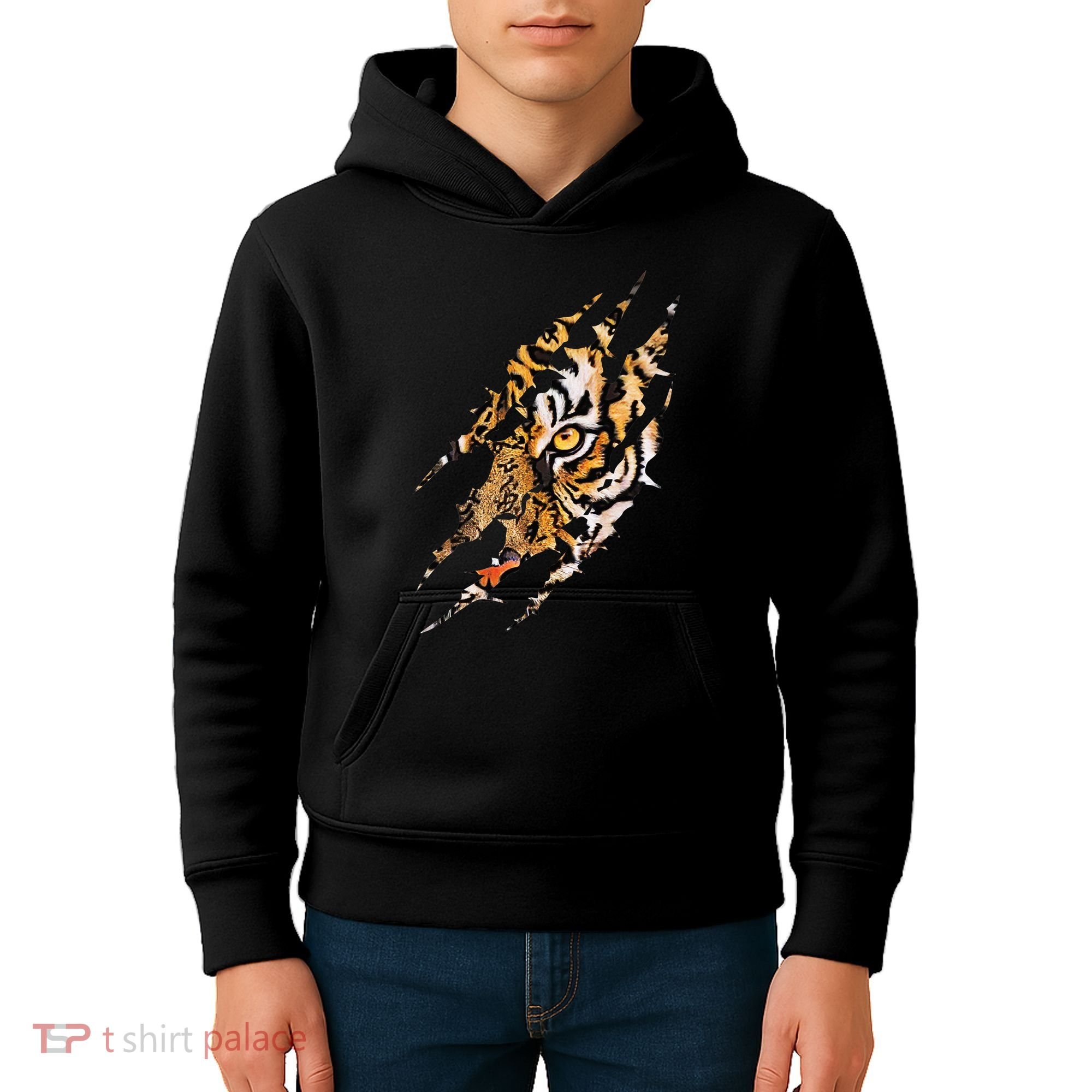 Tiger Eye Claw Marks Wild Bengal Safari Lover Zookeeper Kids Hoodie