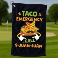 Taco Emergency Call 9 Juan Juan Funny Cinco De Mayo Golf Towel thumb 1