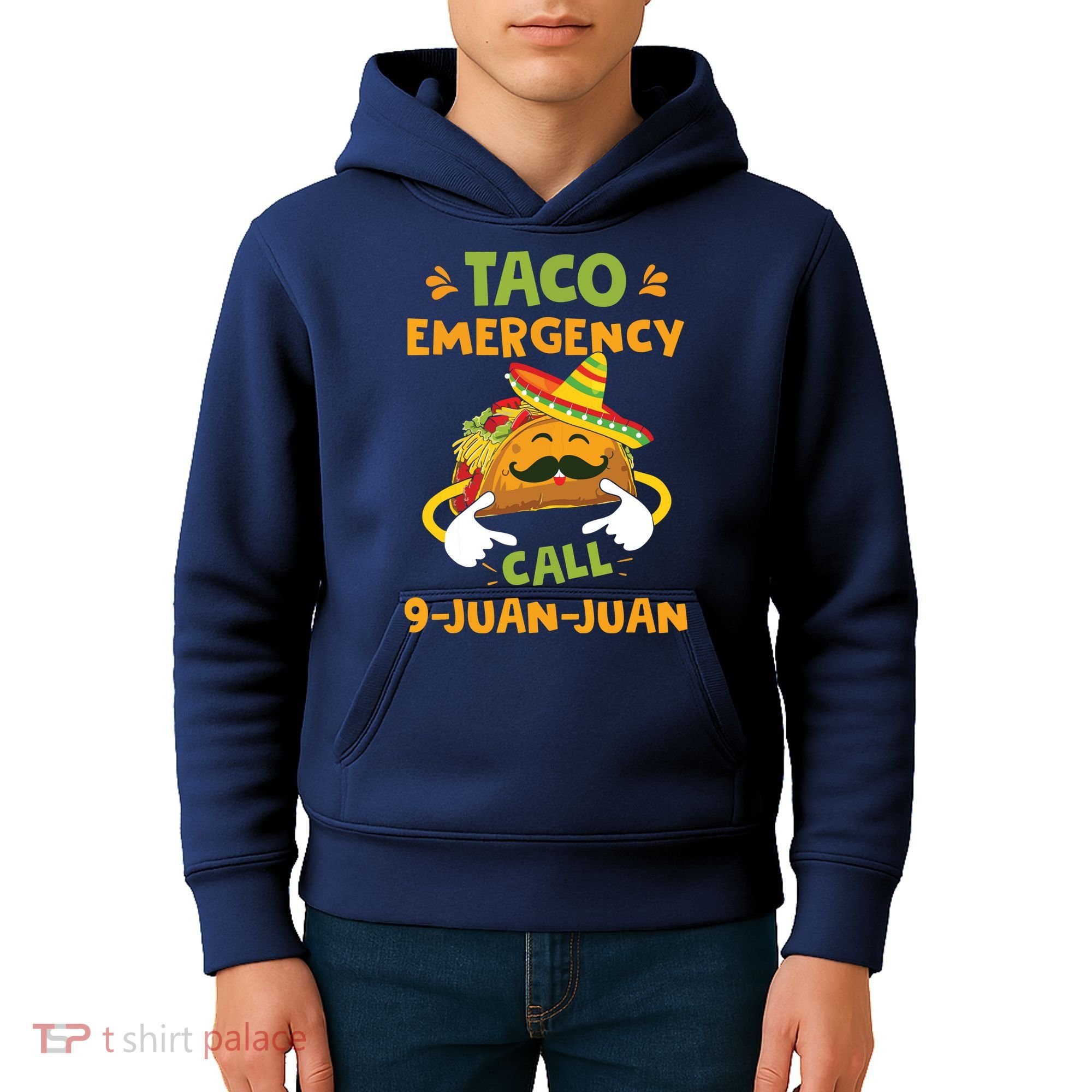 Taco Emergency Call 9 Juan Juan Funny Cinco De Mayo Kids Hoodie