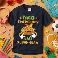 Taco Emergency Call 9 Juan Juan Funny Cinco De Mayo Kids T-Shirt thumb 3