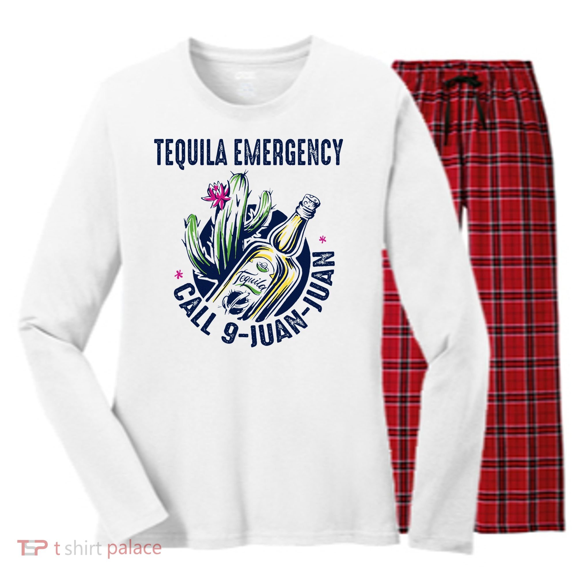 Tequila Emergency Call 9 Juan Juan Women's Long Sleeve Flannel Pajama Set 