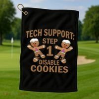 Tech Support Step One Disable Cookies Golf Towel thumb 1