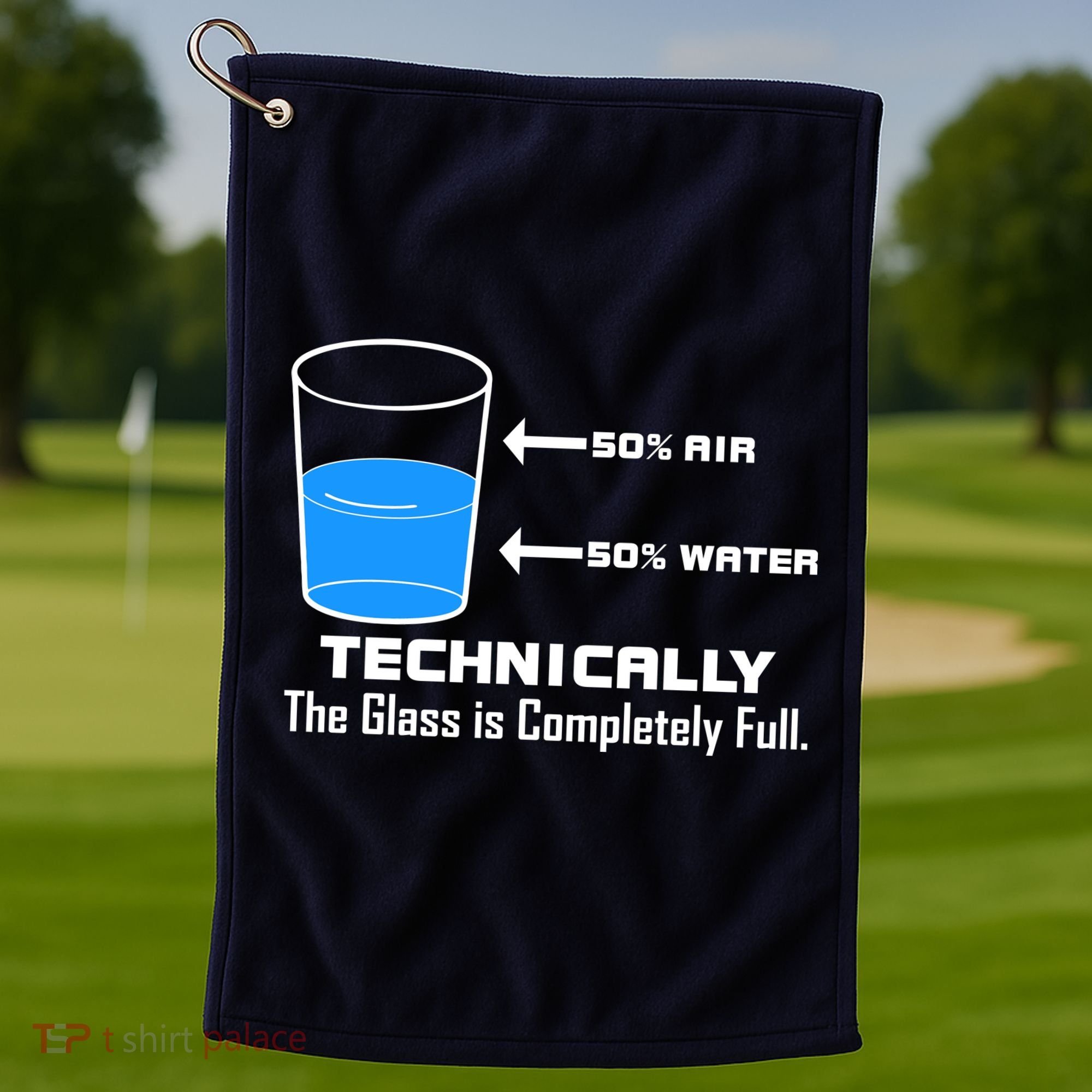 Technically The Glass is Completely Full Funny Science Golf Towel