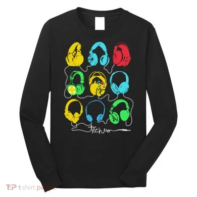 Techno Music Headphones Long Sleeve Shirt