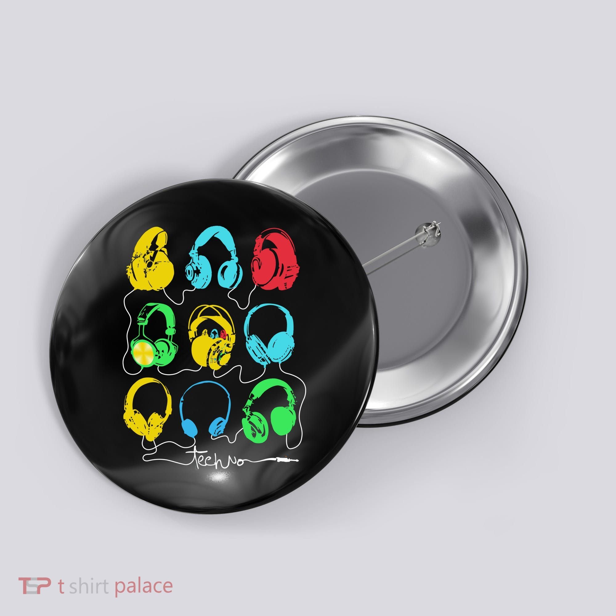 Techno Music Headphones Button