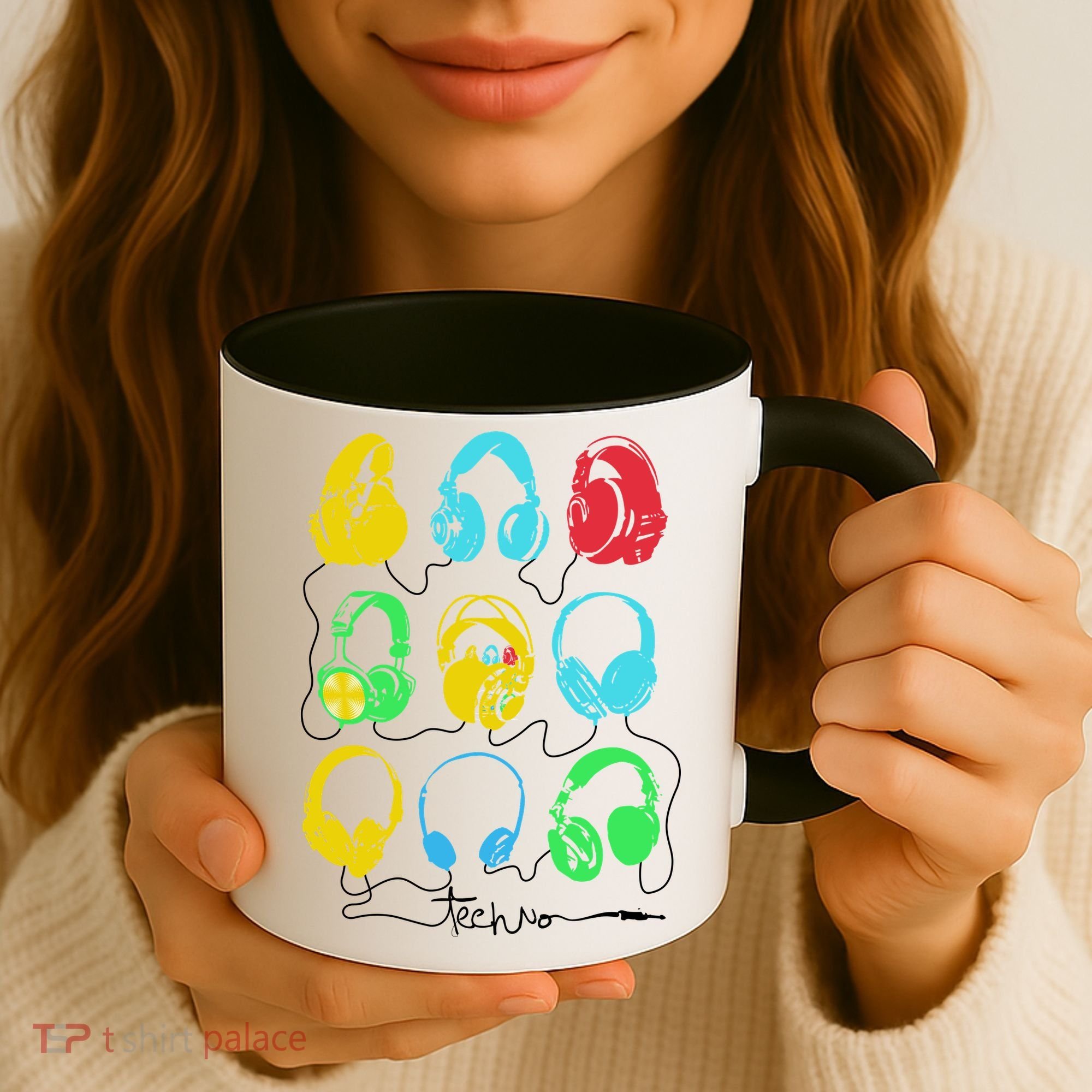 Techno Music Headphones Coffee Mug
