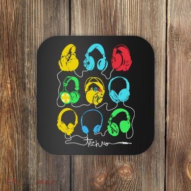 Techno Music Headphones Coaster
