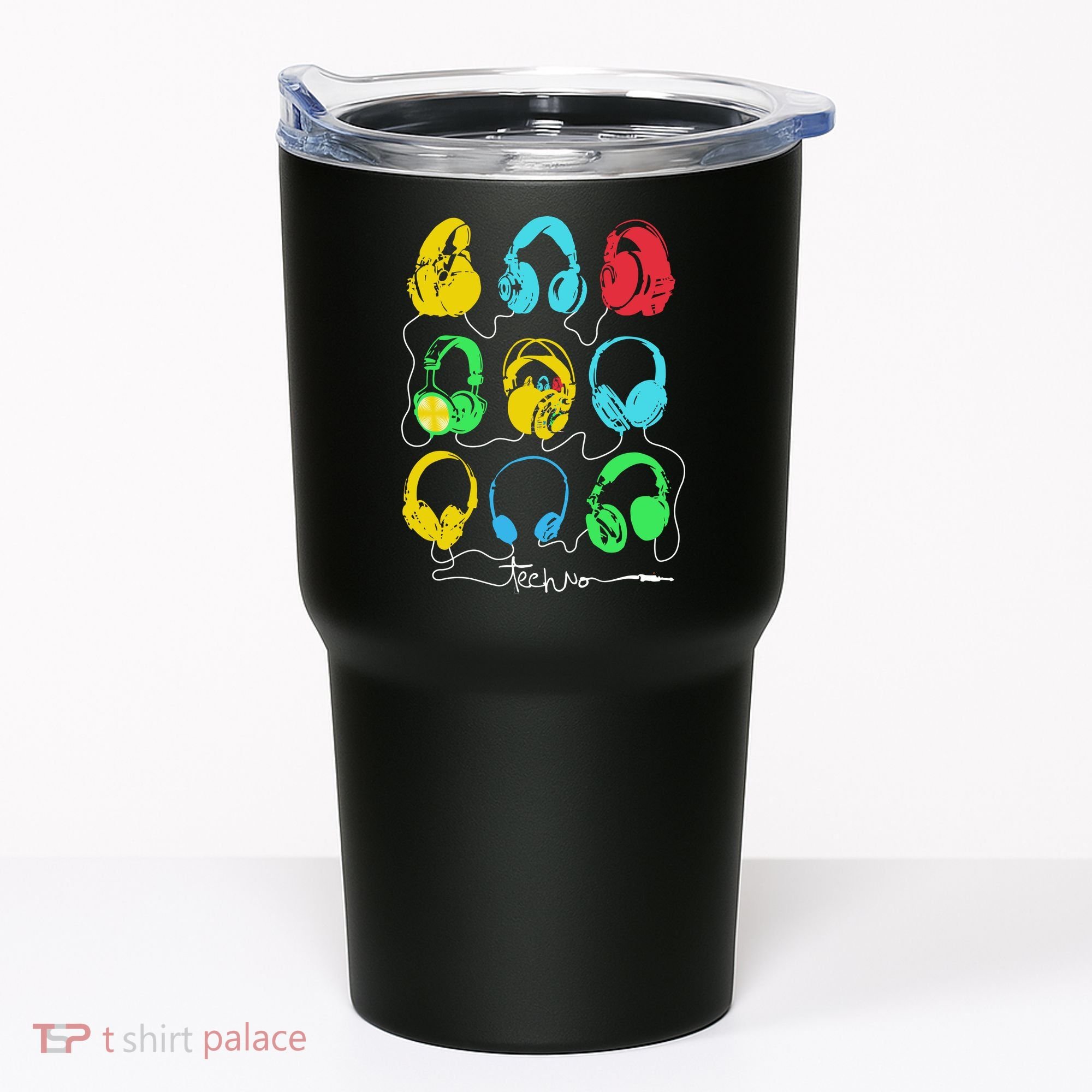 Techno Music Headphones Tumbler