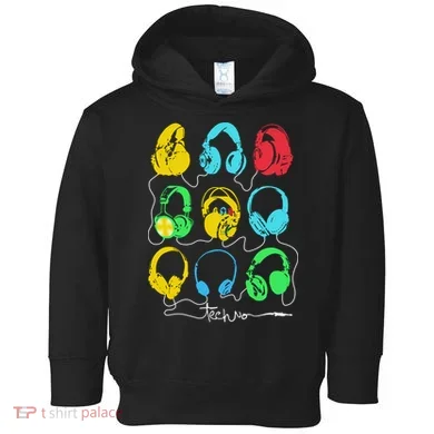 Techno Music Headphones Toddler Hoodie