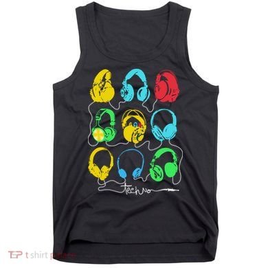 Techno Music Headphones Tank Top