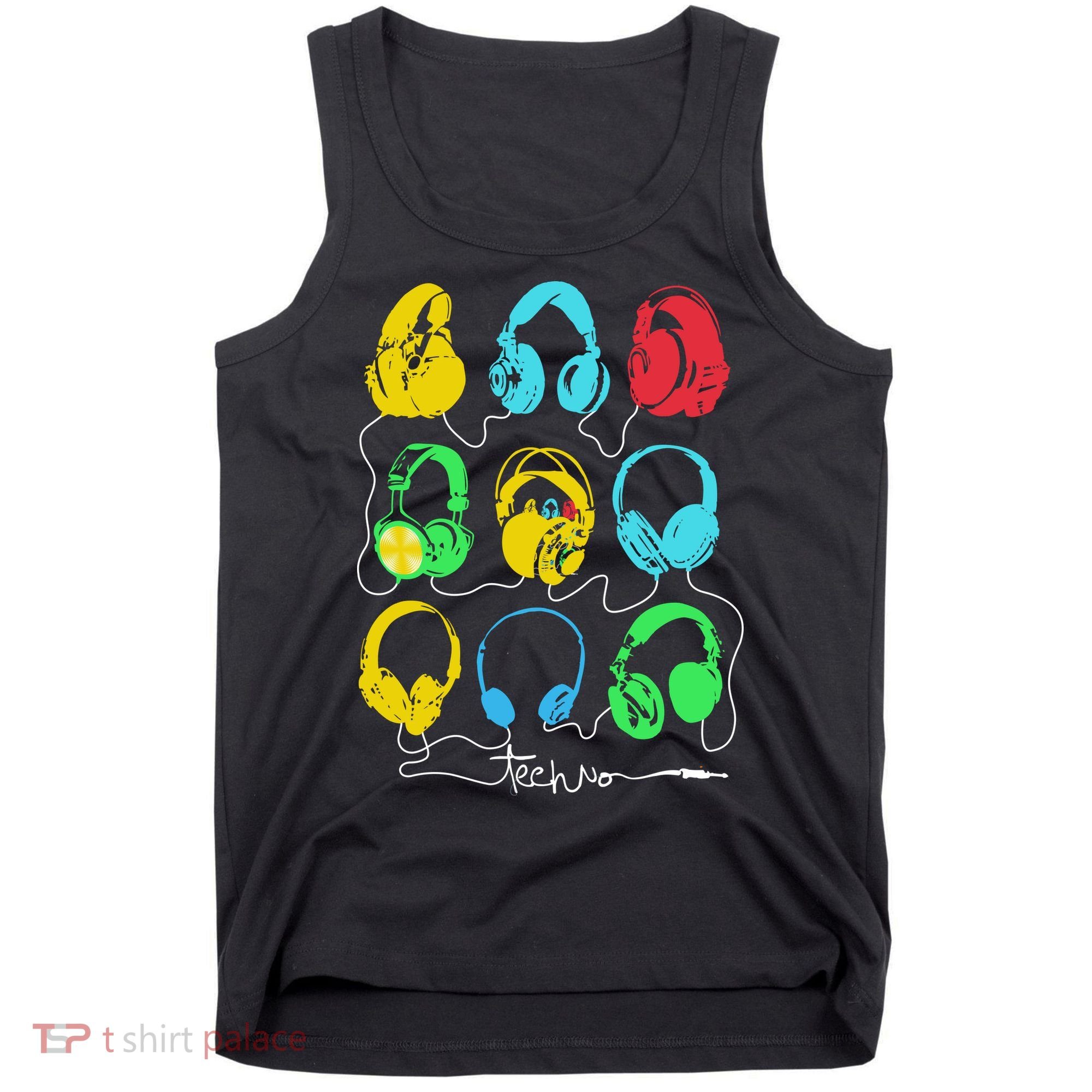 Techno Music Headphones Tank Top