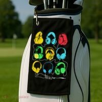 Techno Music Headphones Golf Towel thumb 2