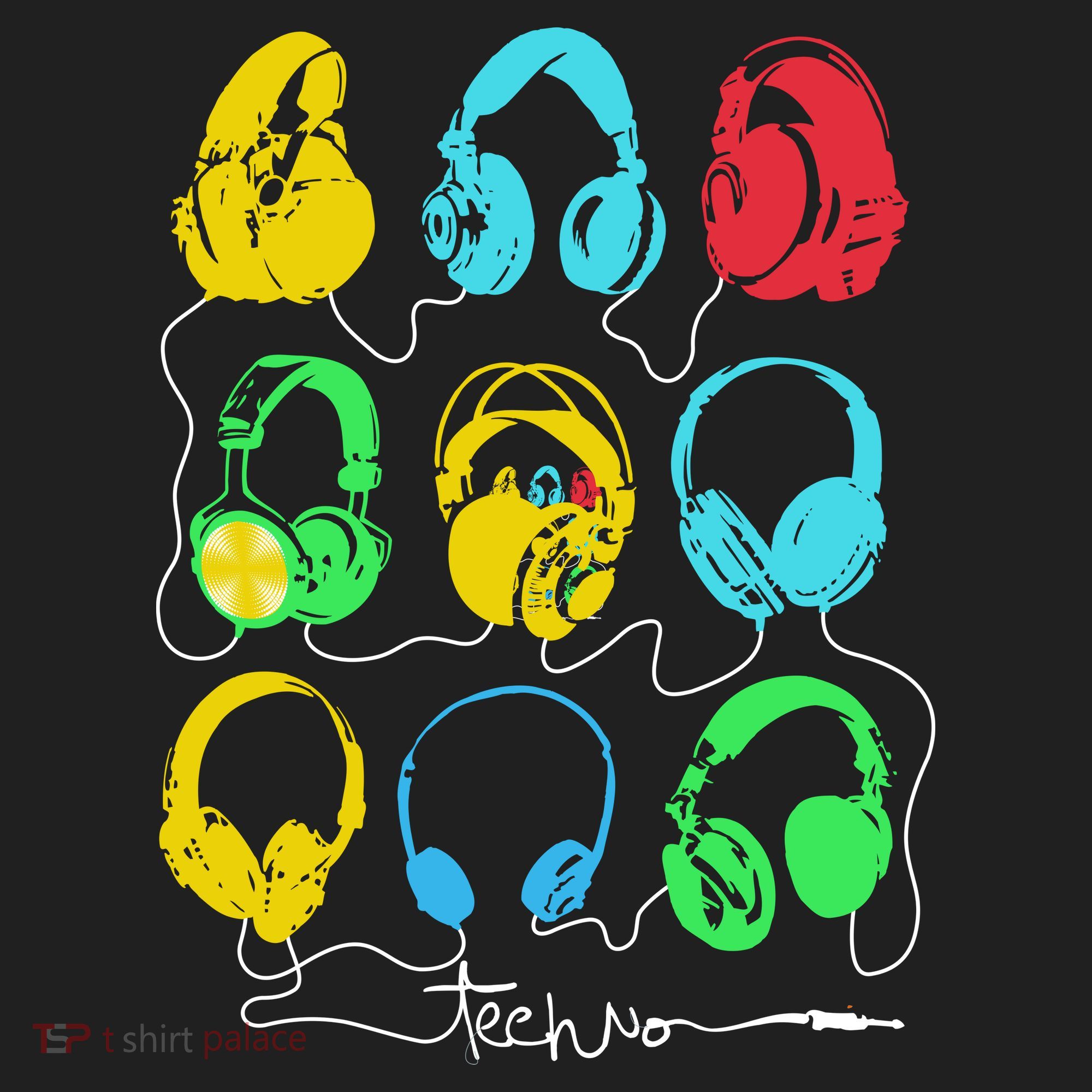 Techno Music Headphones Golf Towel