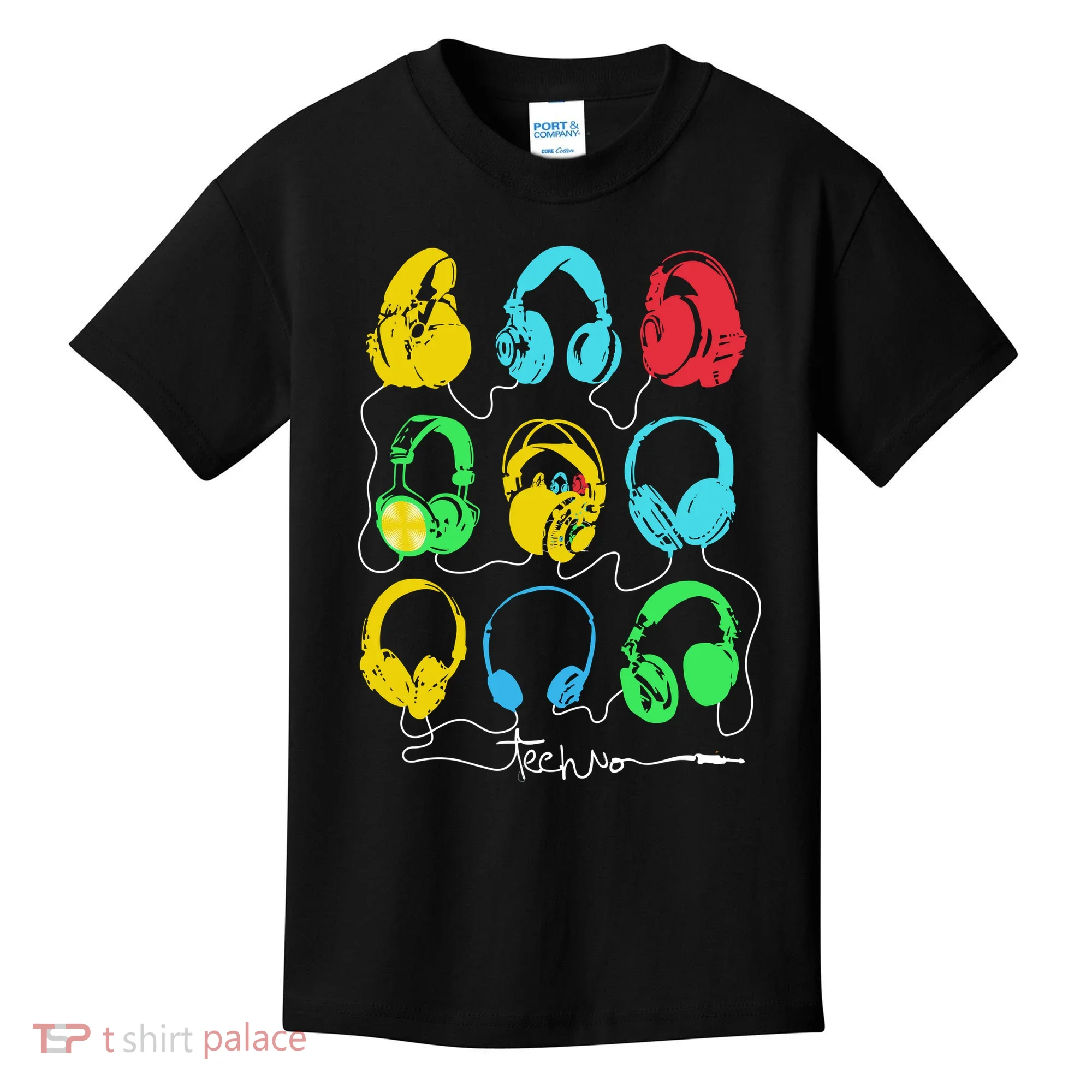Techno Music Headphones Kids T-Shirt