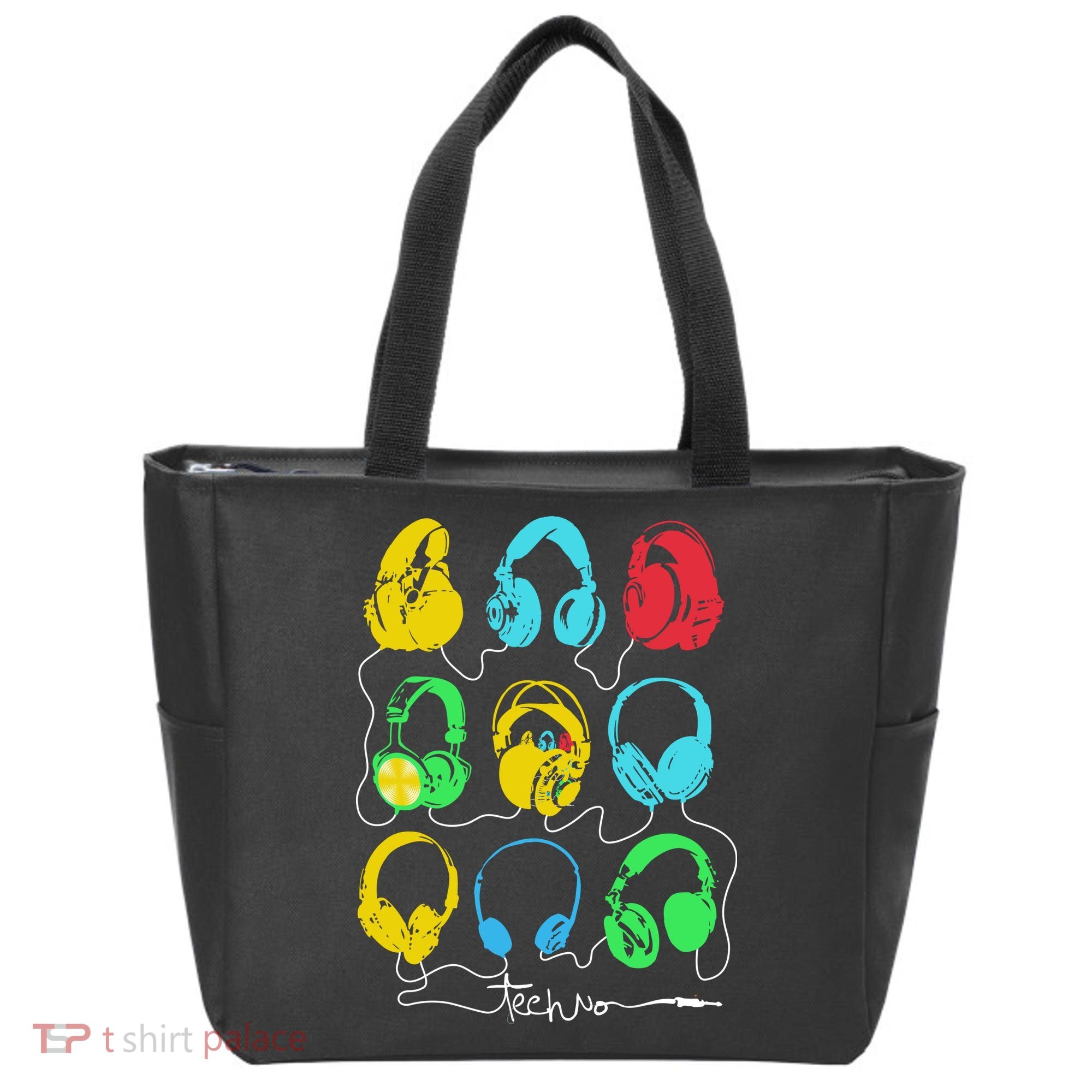 Techno Music Headphones Tote Bag