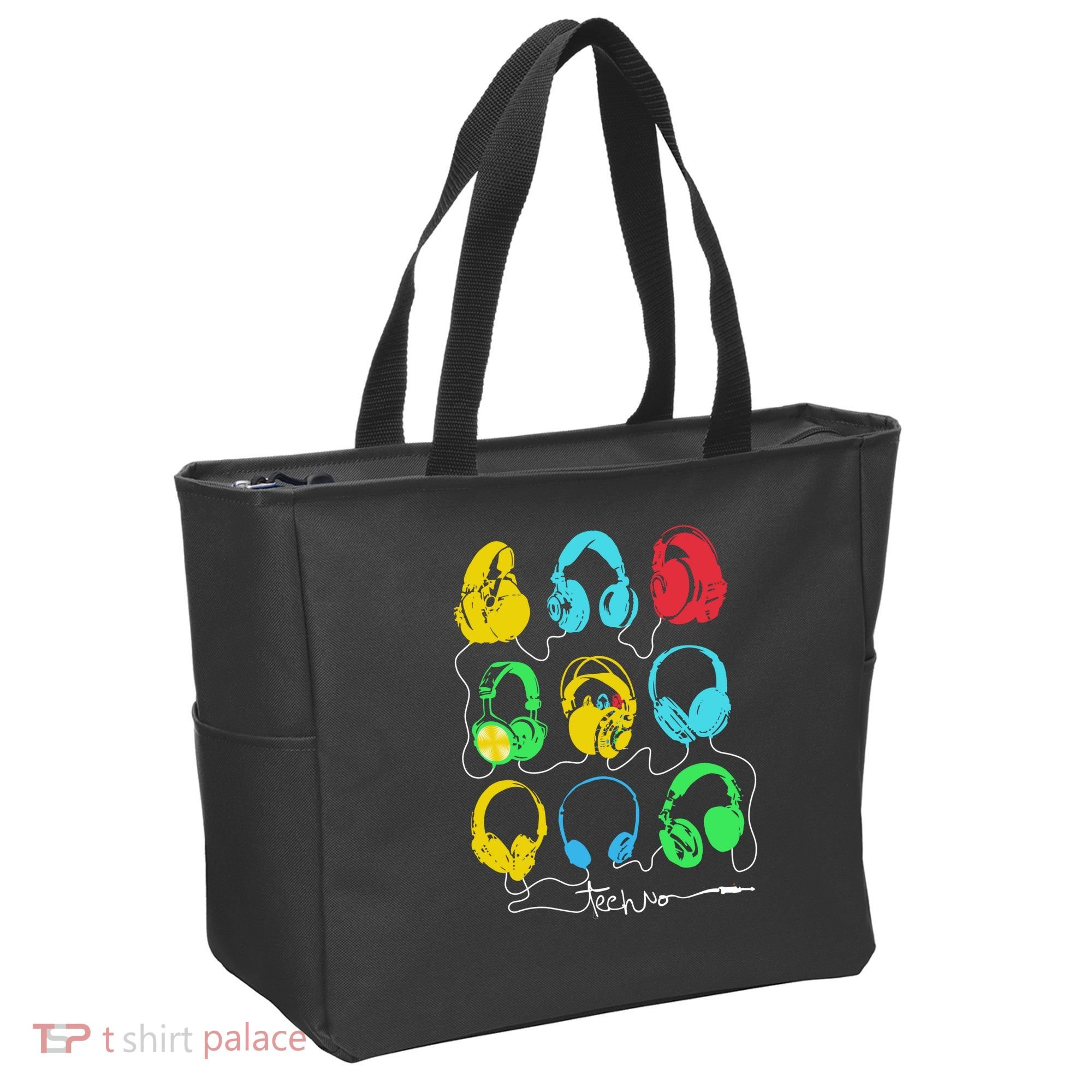 Techno Music Headphones Tote Bag