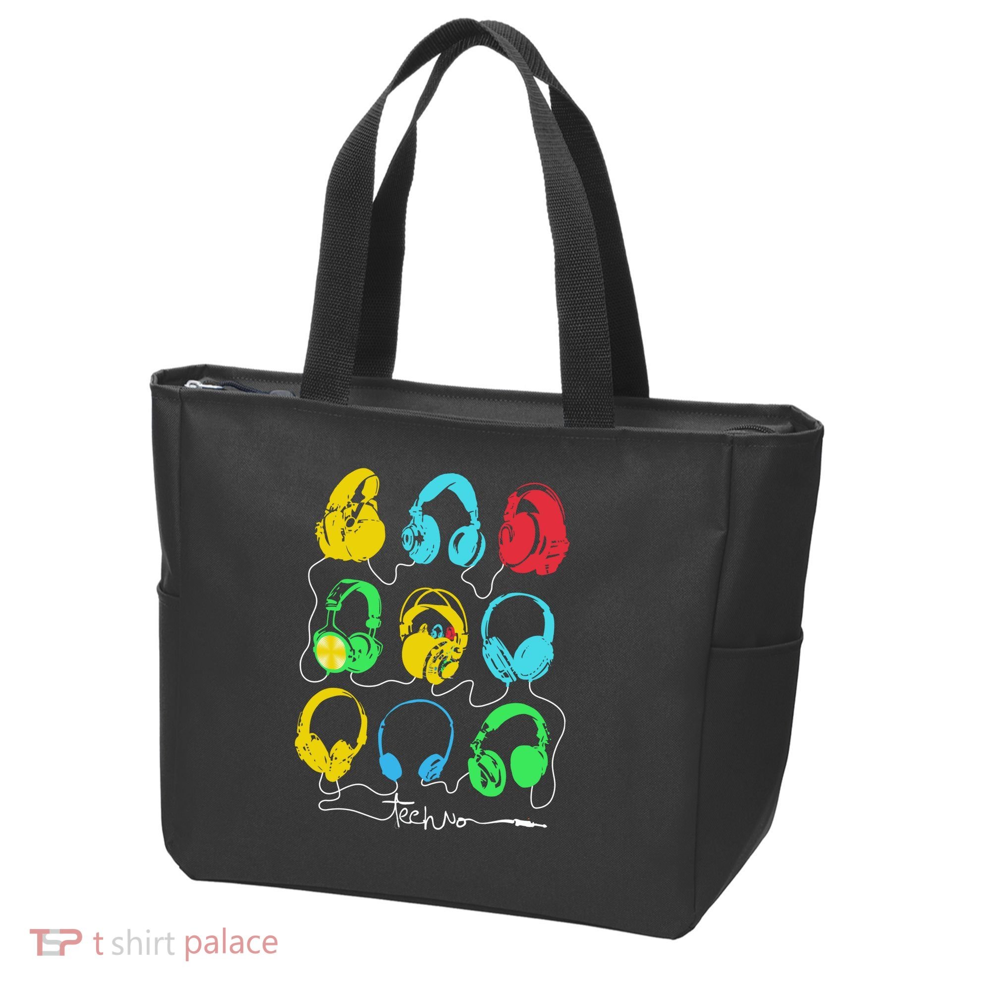 Techno Music Headphones Tote Bag