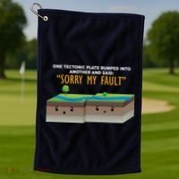 Tectonic Plate Sorry My Fault Golf Towel thumb 1