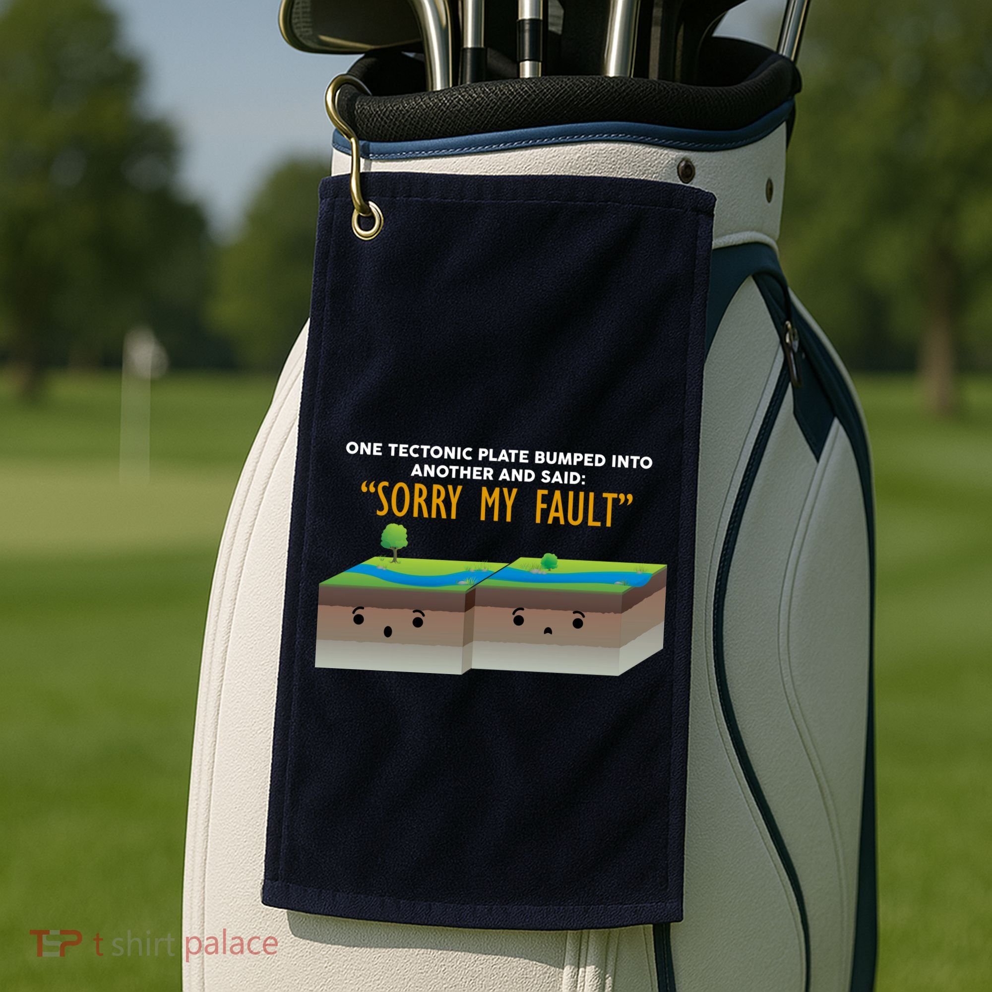 Tectonic Plate Sorry My Fault Golf Towel