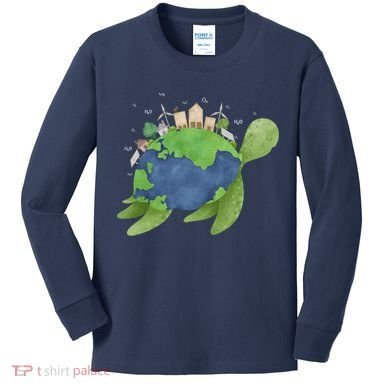 Turtle Earth Day Kids Long Sleeve Shirt