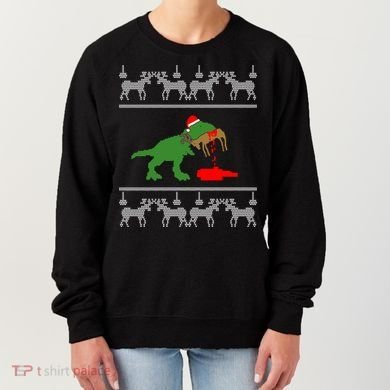 Trex Eating Deer Hunter Ugly Christmas Women's Sweatshirt