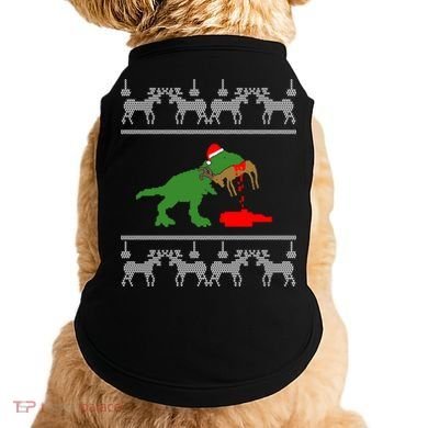 Trex Eating Deer Hunter Ugly Christmas Doggie Tank
