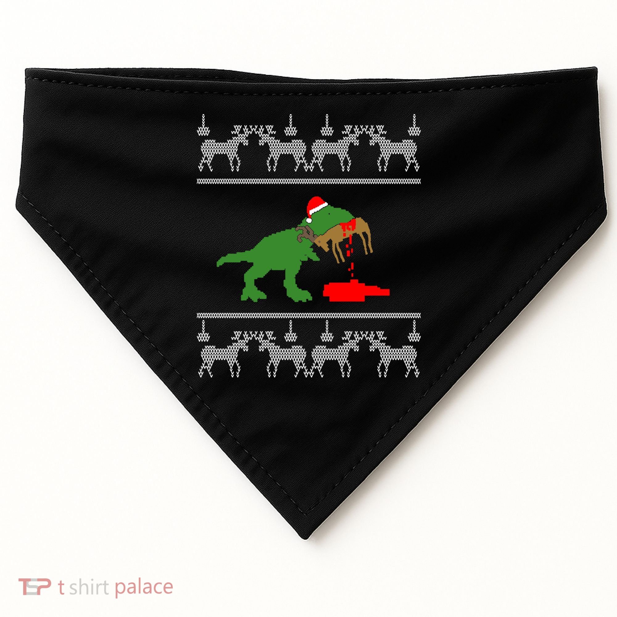 Trex Eating Deer Hunter Ugly Christmas USA-Made Doggie Bandana