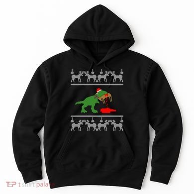 Trex Eating Deer Hunter Ugly Christmas Hoodie