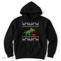 Trex Eating Deer Hunter Ugly Christmas Hoodie thumb 0