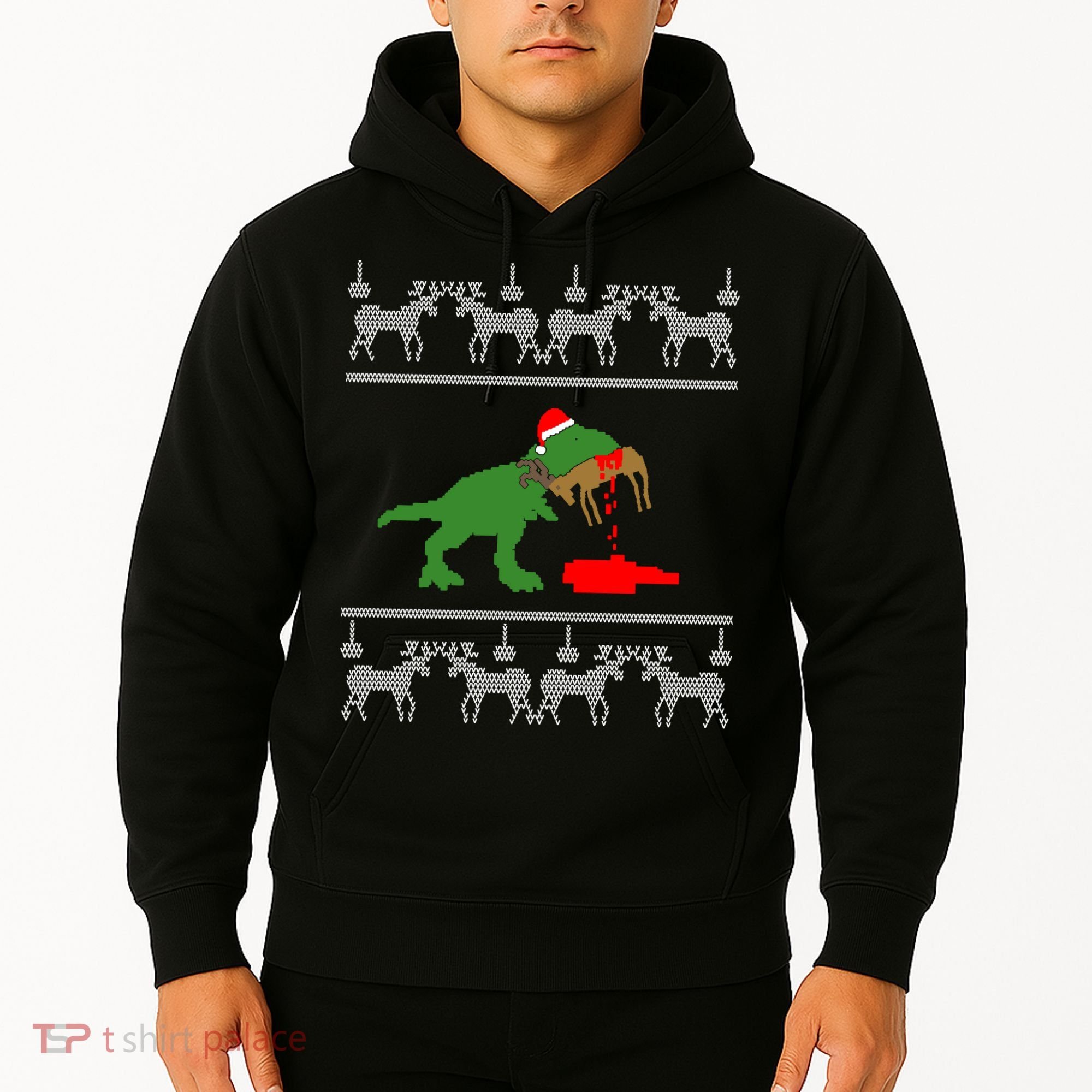 Trex Eating Deer Hunter Ugly Christmas Hoodie