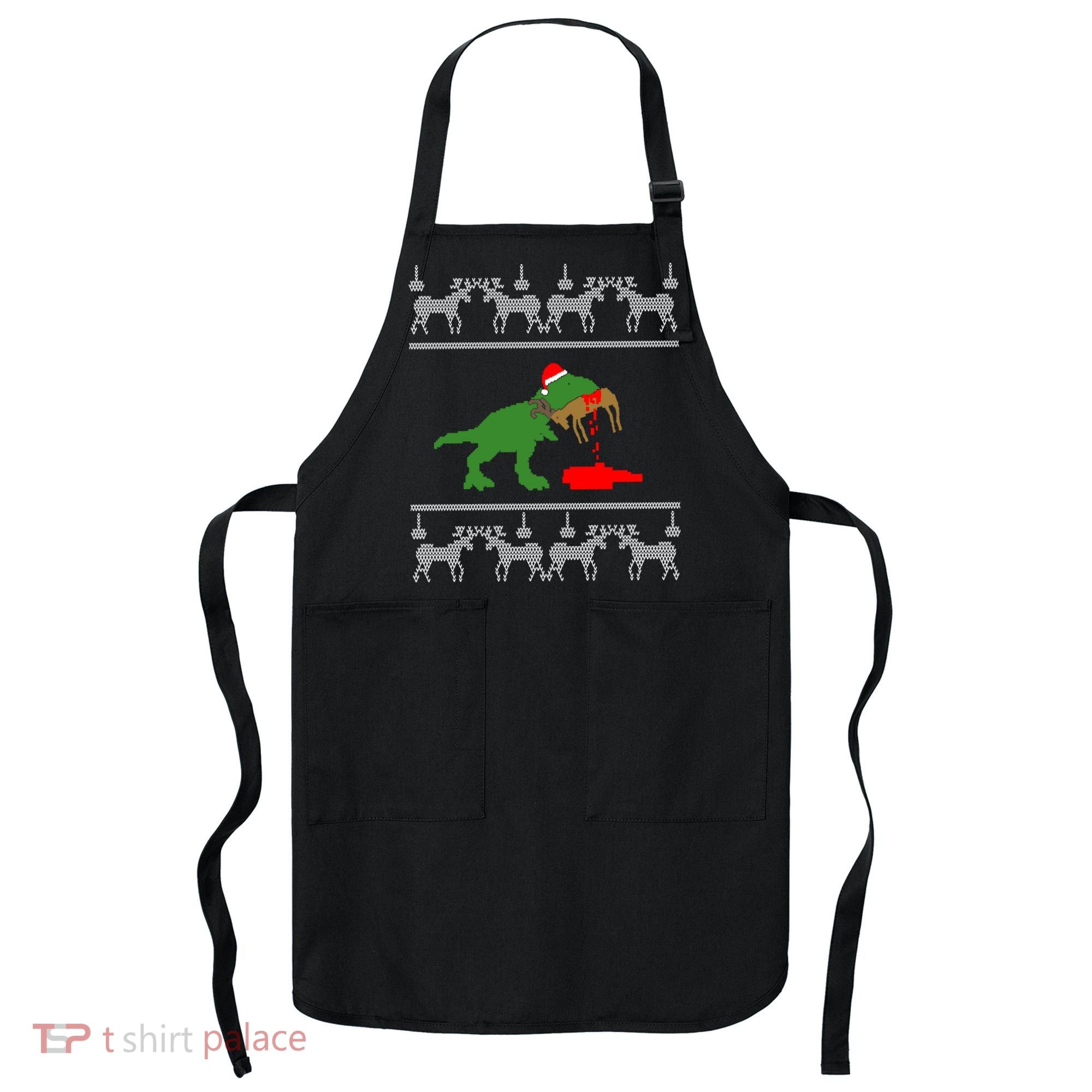 Trex Eating Deer Hunter Ugly Christmas Apron