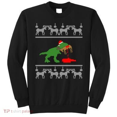 Trex Eating Deer Hunter Ugly Christmas Sweatshirt