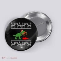Trex Eating Deer Hunter Ugly Christmas Button thumb 0