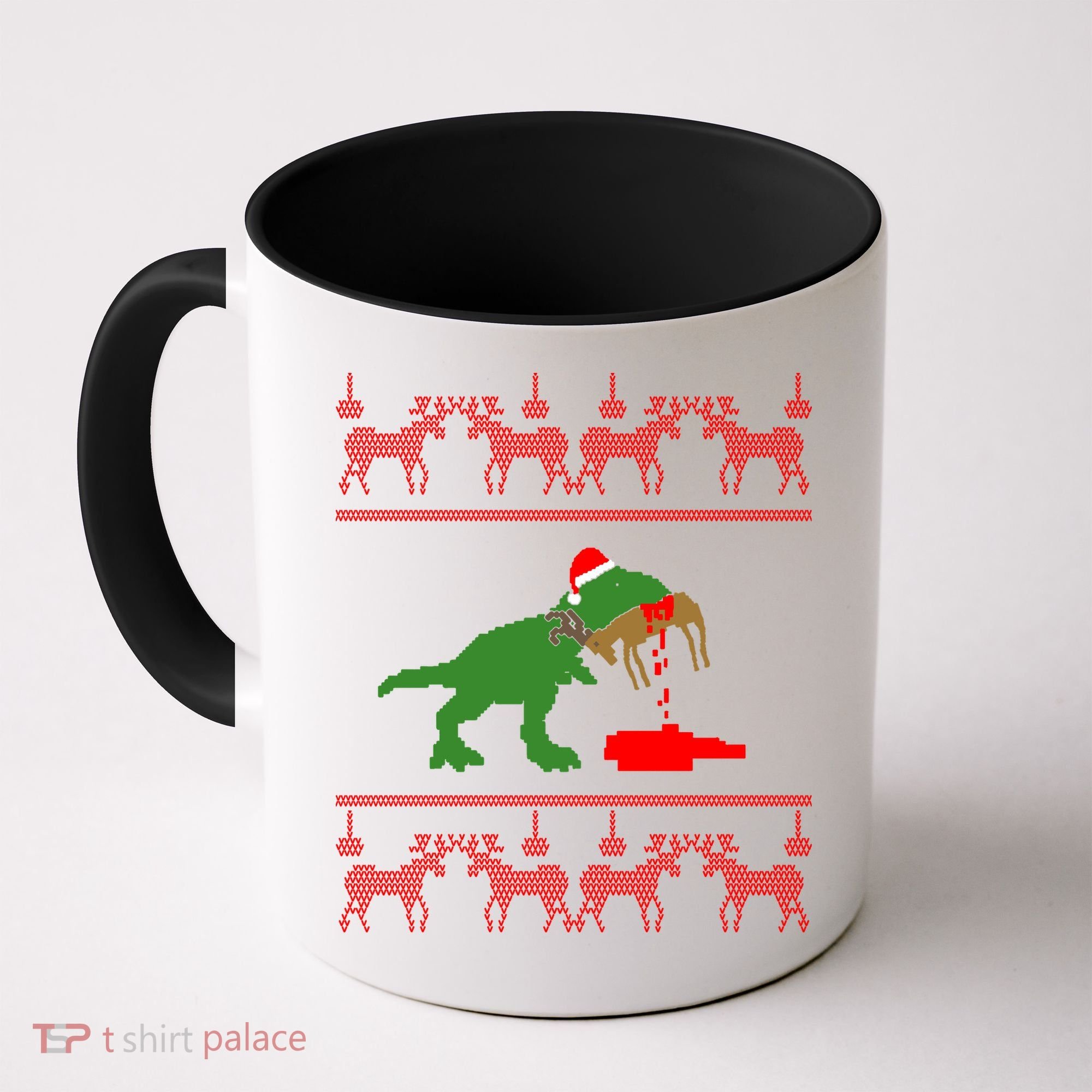 Trex Eating Deer Hunter Ugly Christmas Coffee Mug