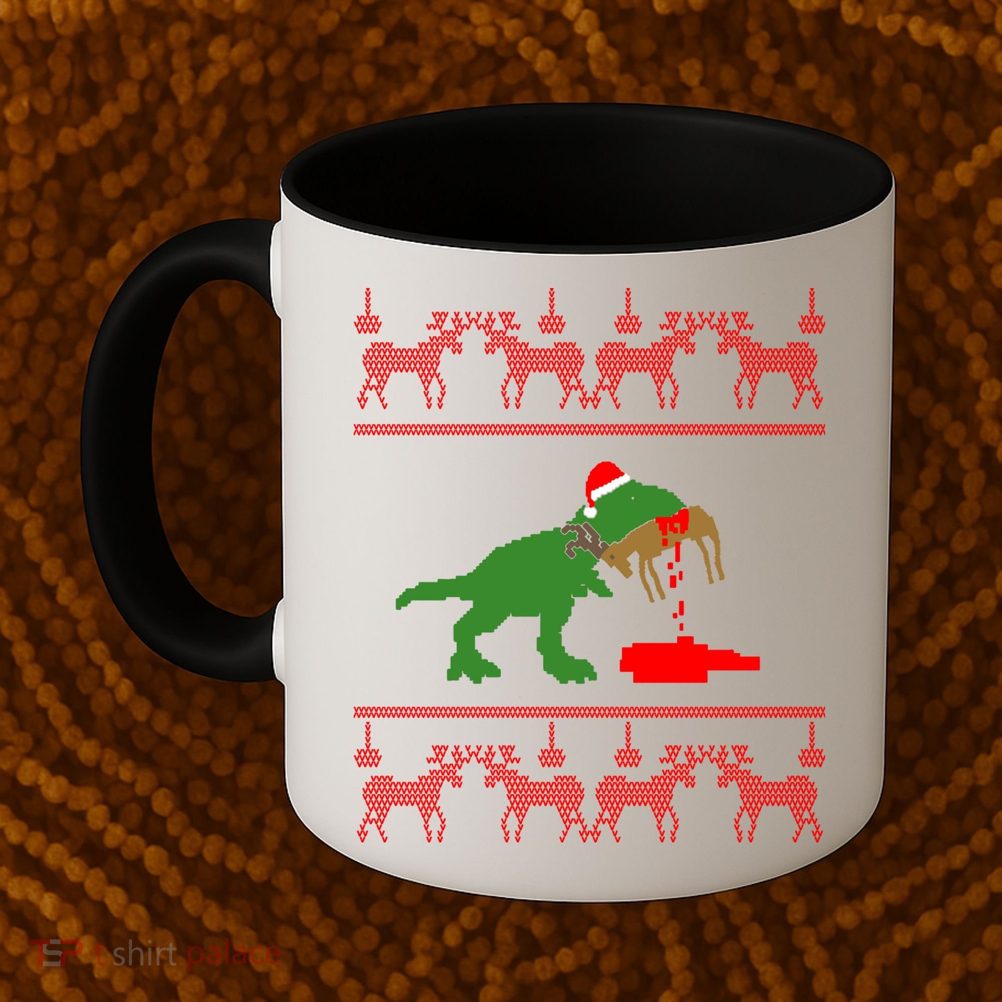 Trex Eating Deer Hunter Ugly Christmas Coffee Mug