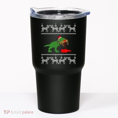 Trex Eating Deer Hunter Ugly Christmas Tumbler