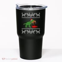 Trex Eating Deer Hunter Ugly Christmas Tumbler thumb 0