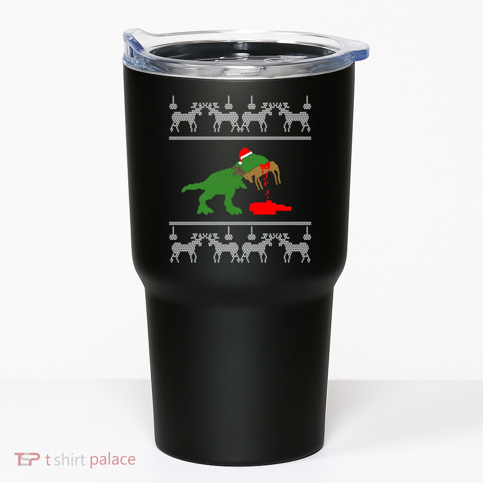 Trex Eating Deer Hunter Ugly Christmas Tumbler